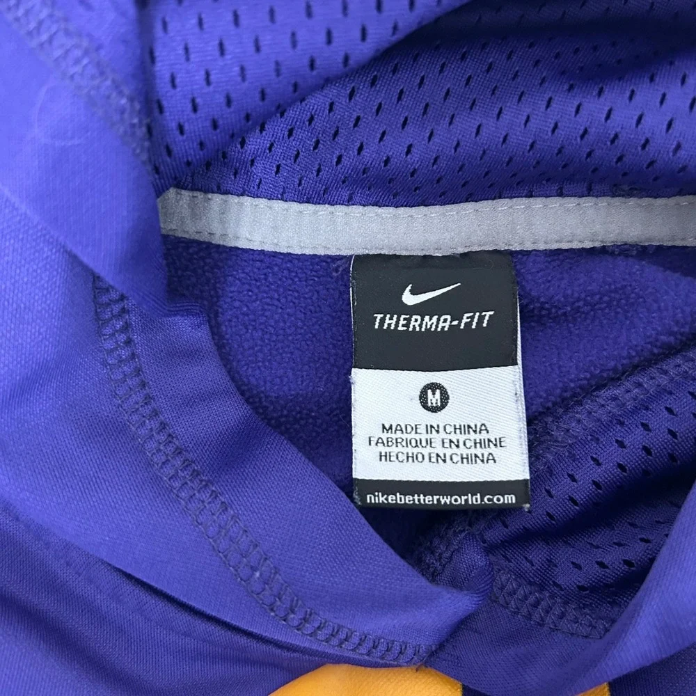 Nike LSU Tigers Hoodie Kids Medium Purple Therma-FIT Pullover Sweatshirt